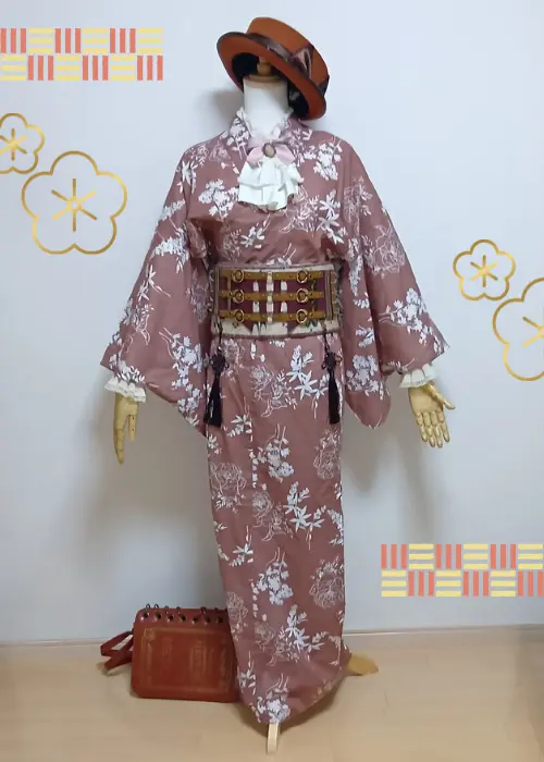 和洋折衷コーデピンク