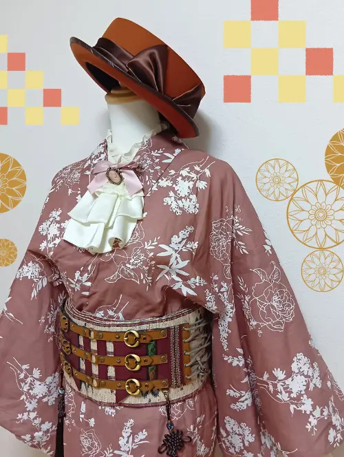 和洋折衷コーデピンク